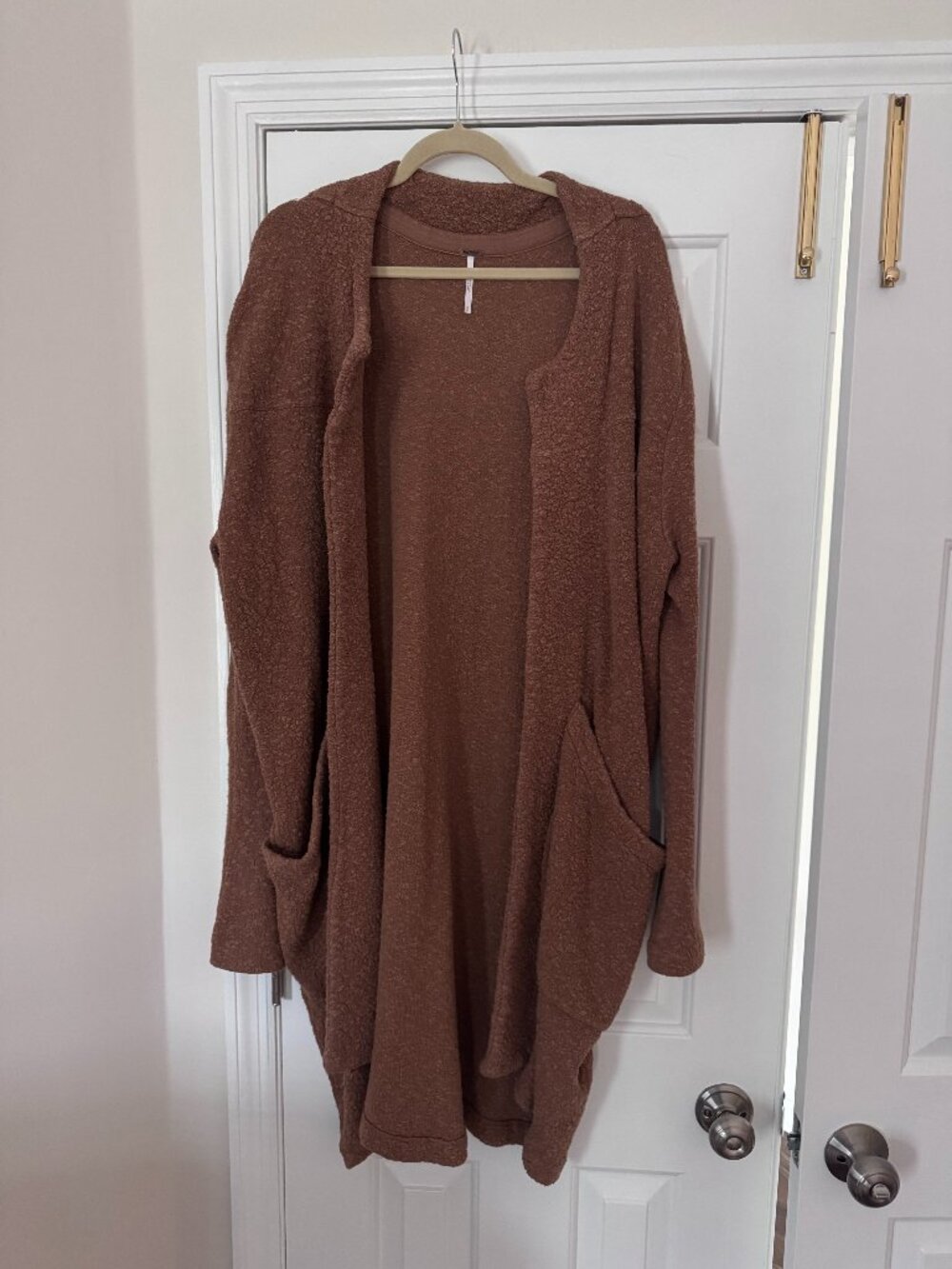 Free People Bauhaus Oversized Duster Sweater Coat in Tobacco Size small